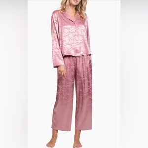 In Bloom by Jonquil Elegant Pink Satin cropped Pajama Set
